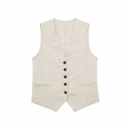 Elegant Solid Waistcoat Shorts Set