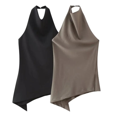 TRAF Halter Neck Asymmetrical Top and Pants