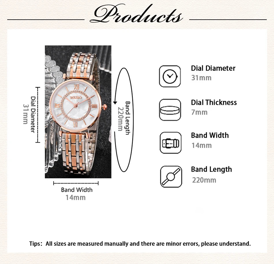 Luxury Crystal Women Bracelet Steel Wristwatch