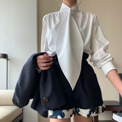 Elegant High Neck Long Sleeve Blouse