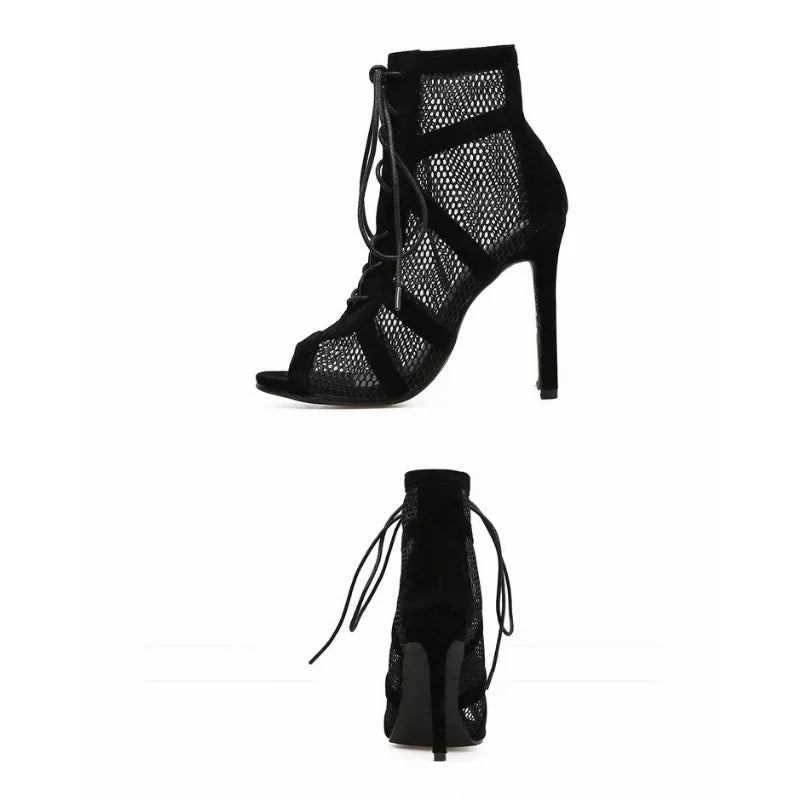 Pumps Lace-up Peep Toe Sandals Casual Mesh
