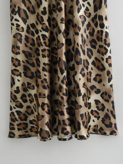 Elegant Leopard Print Vintage Skirt - High Waist