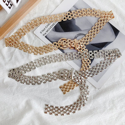 Silver Thick Chain Mid-Waist Belt