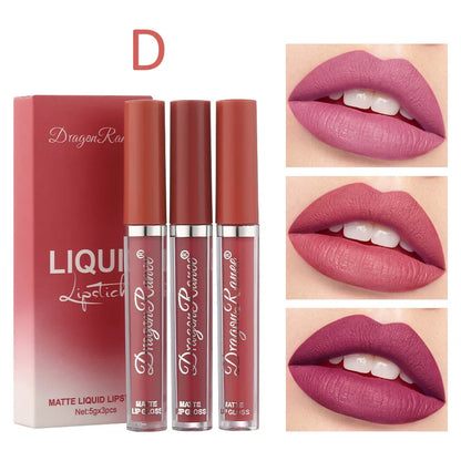 3 PCS Matte Lipsticks Waterproof