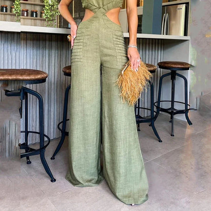 Elegant Casual Backless Jumpsuit