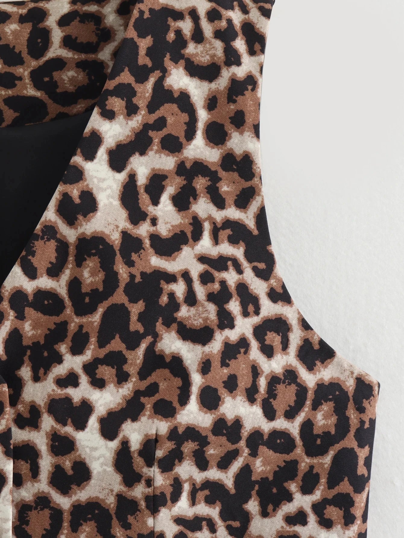 Single-breasted V-Neck Vest Leopard Summer