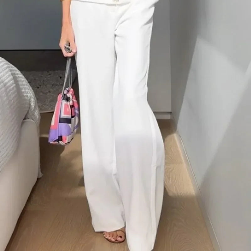 Solid Elegant Trousers Set
