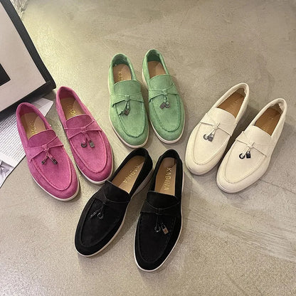 Casual thick soled suede loafers