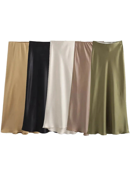 Satin Chic Midi Skirts