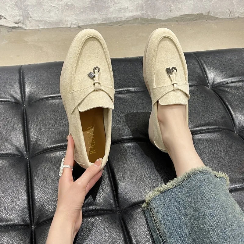 Casual thick soled suede loafers