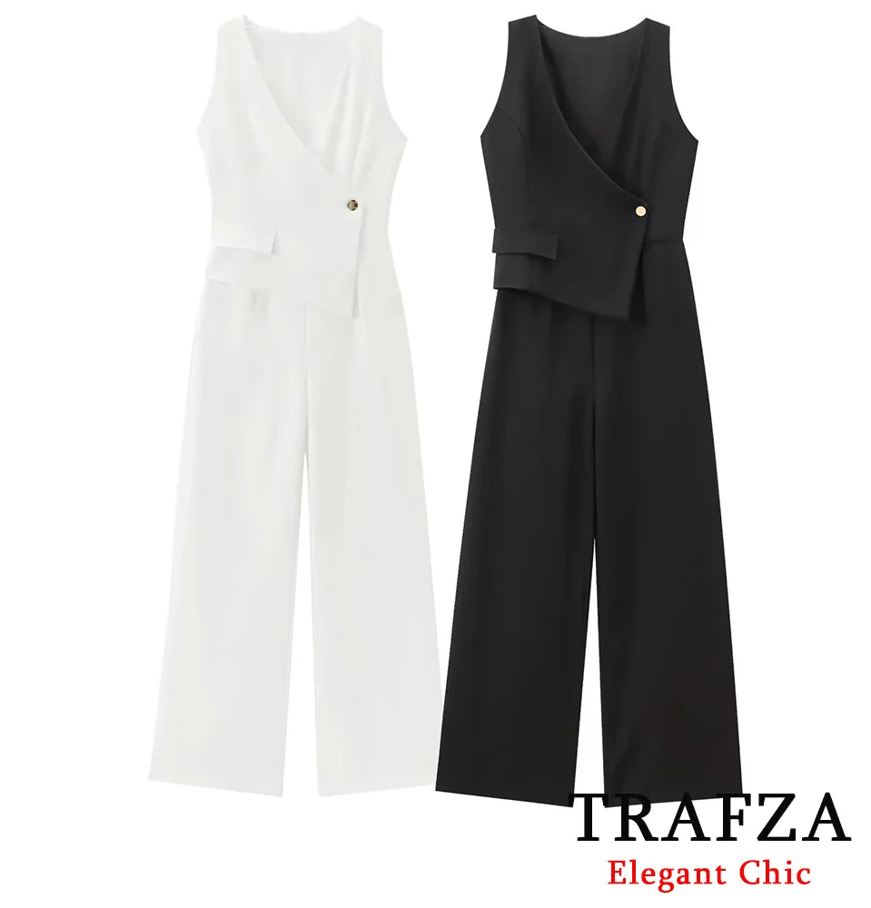 Sleeveless Asymmetrical Vest Crepe Casual Jumpsuit