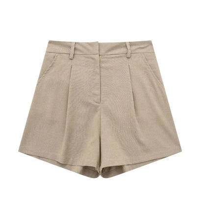 Elegant Solid Waistcoat Shorts Set