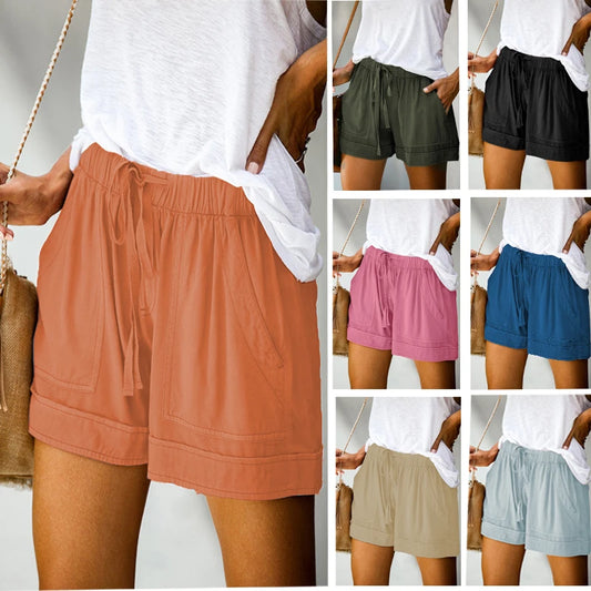 High Waisted Lace Up Loose Shorts