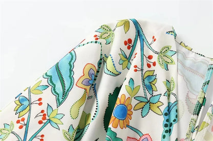 TRAF Print Ruffle Long Dress