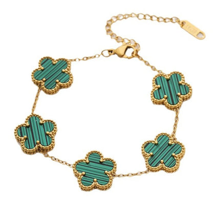 Trendy Lucky Clover Flower Stainless Steel Bracelets