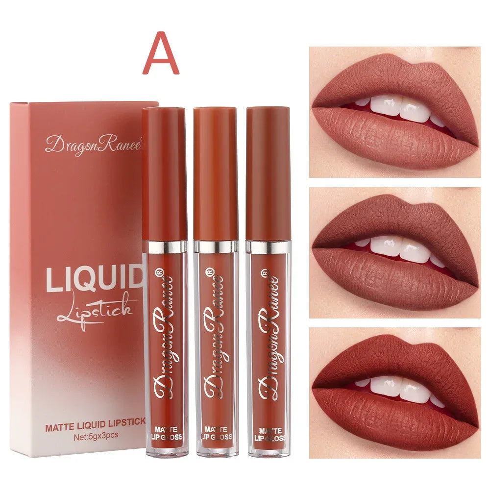 3 PCS Matte Lipsticks Waterproof