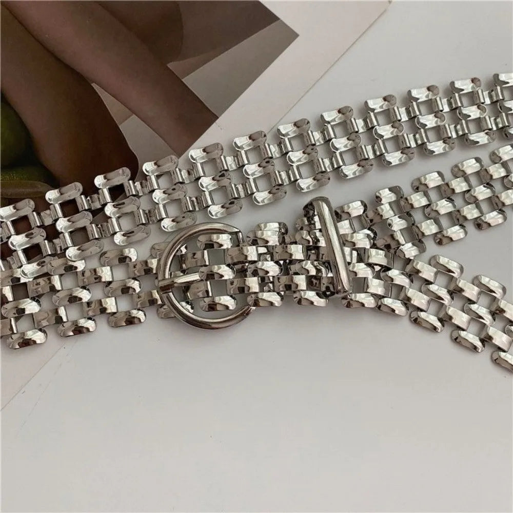 Silver Thick Chain Mid-Waist Belt