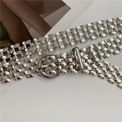 Silver Thick Chain Mid-Waist Belt