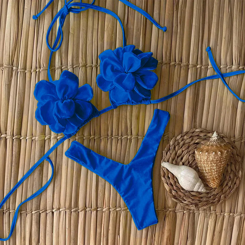 Sexy Floral Thong Bikinis Set