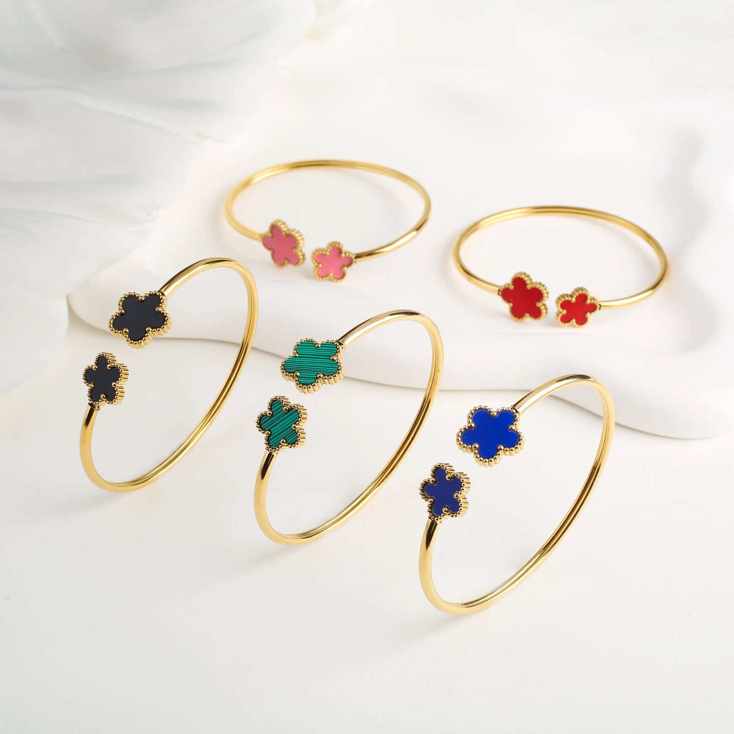 Leaf Flower Bangle Ring Jewelry Set