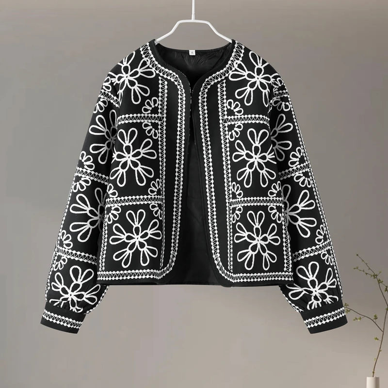 Vintage Printed Jacket Shorts Set