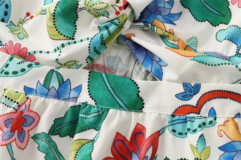TRAF Print Ruffle Long Dress