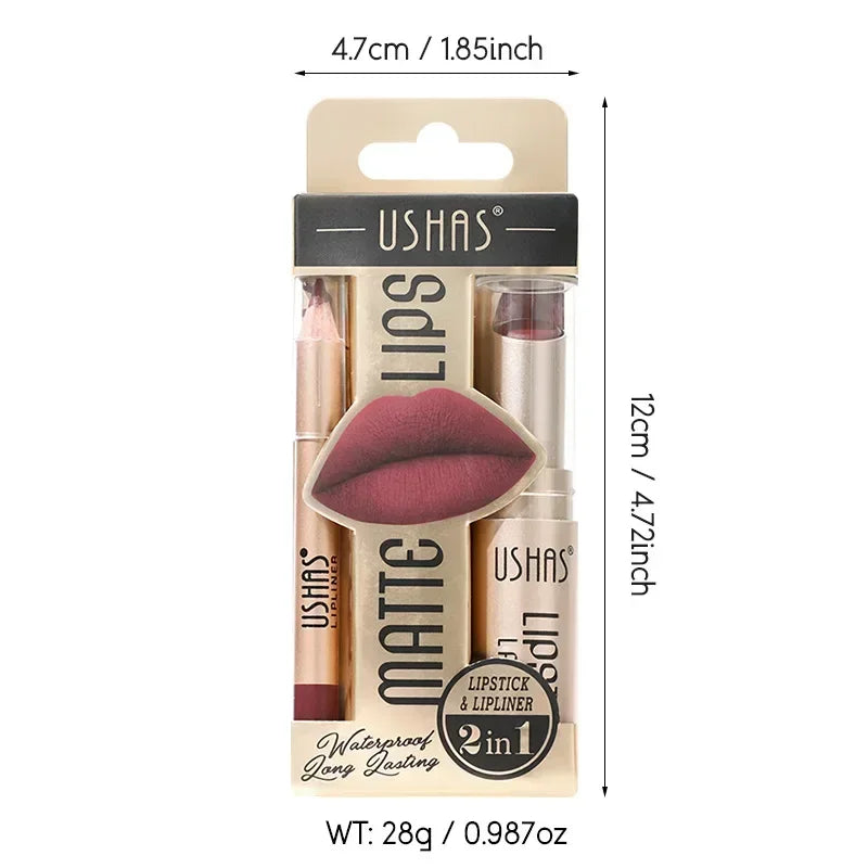 2 In 1 Waterproof Lipstick Set