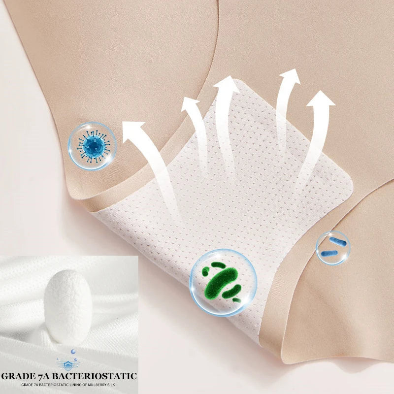 5PCS Seamless Mulberry Silk Underwear