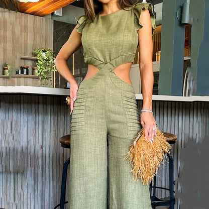 Elegant Casual Backless Jumpsuit