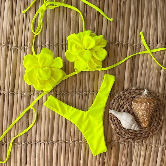 Sexy Floral Thong Bikinis Set