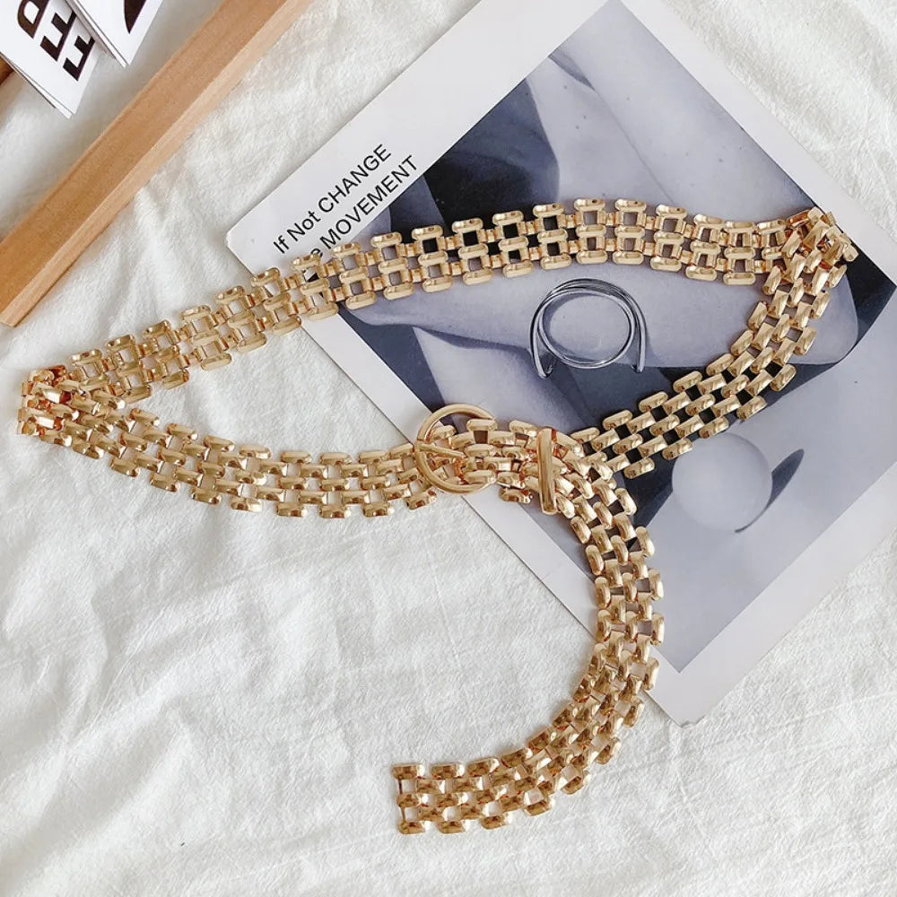 Silver Thick Chain Mid-Waist Belt