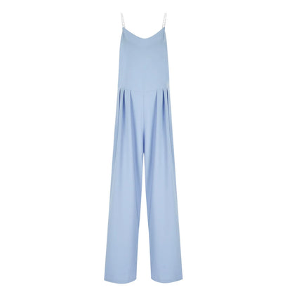 Elegant Sleeveless Pearl Sling Rompers