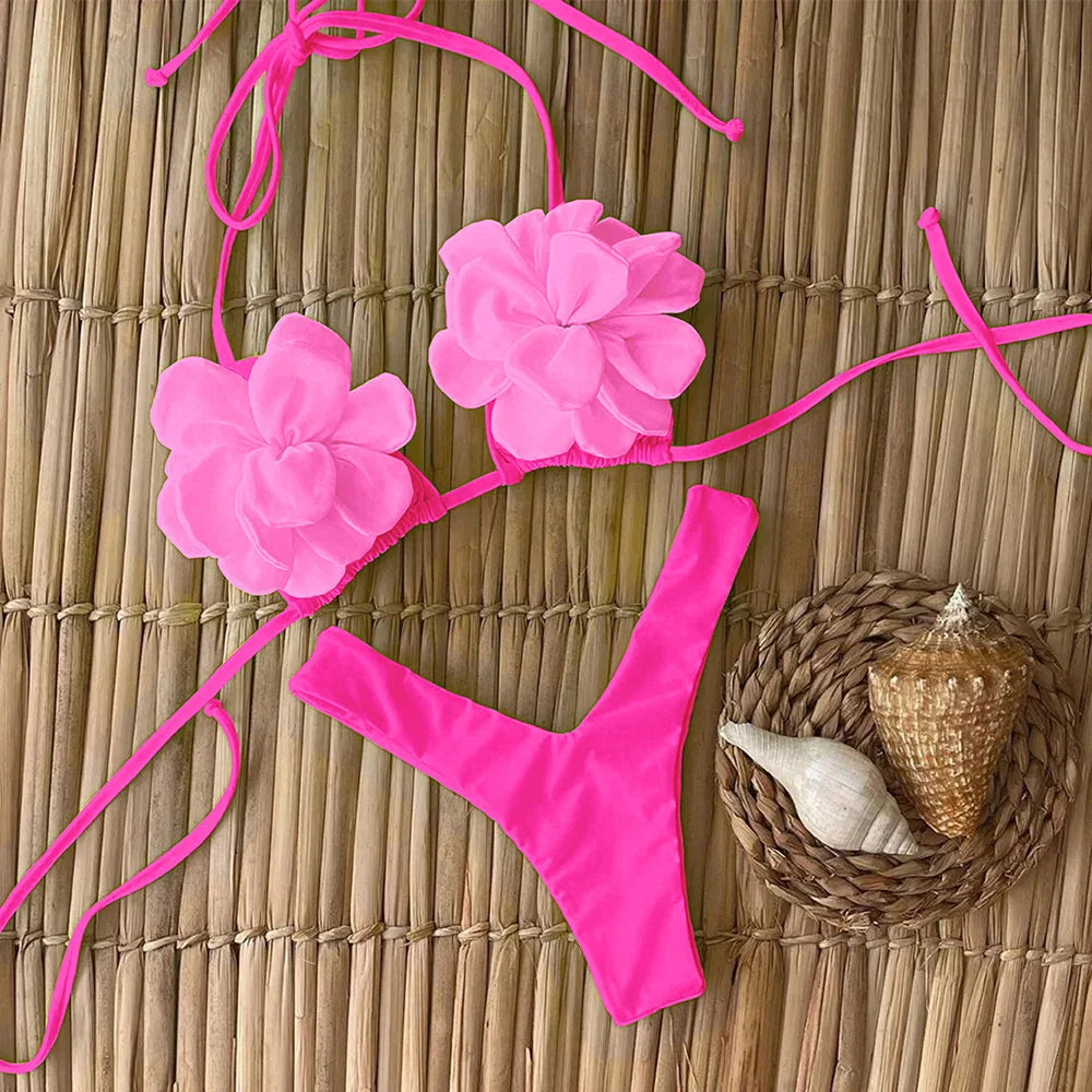 Sexy Floral Thong Bikinis Set