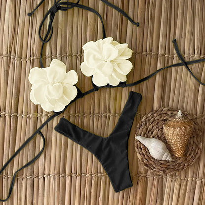 Sexy Floral Thong Bikinis Set