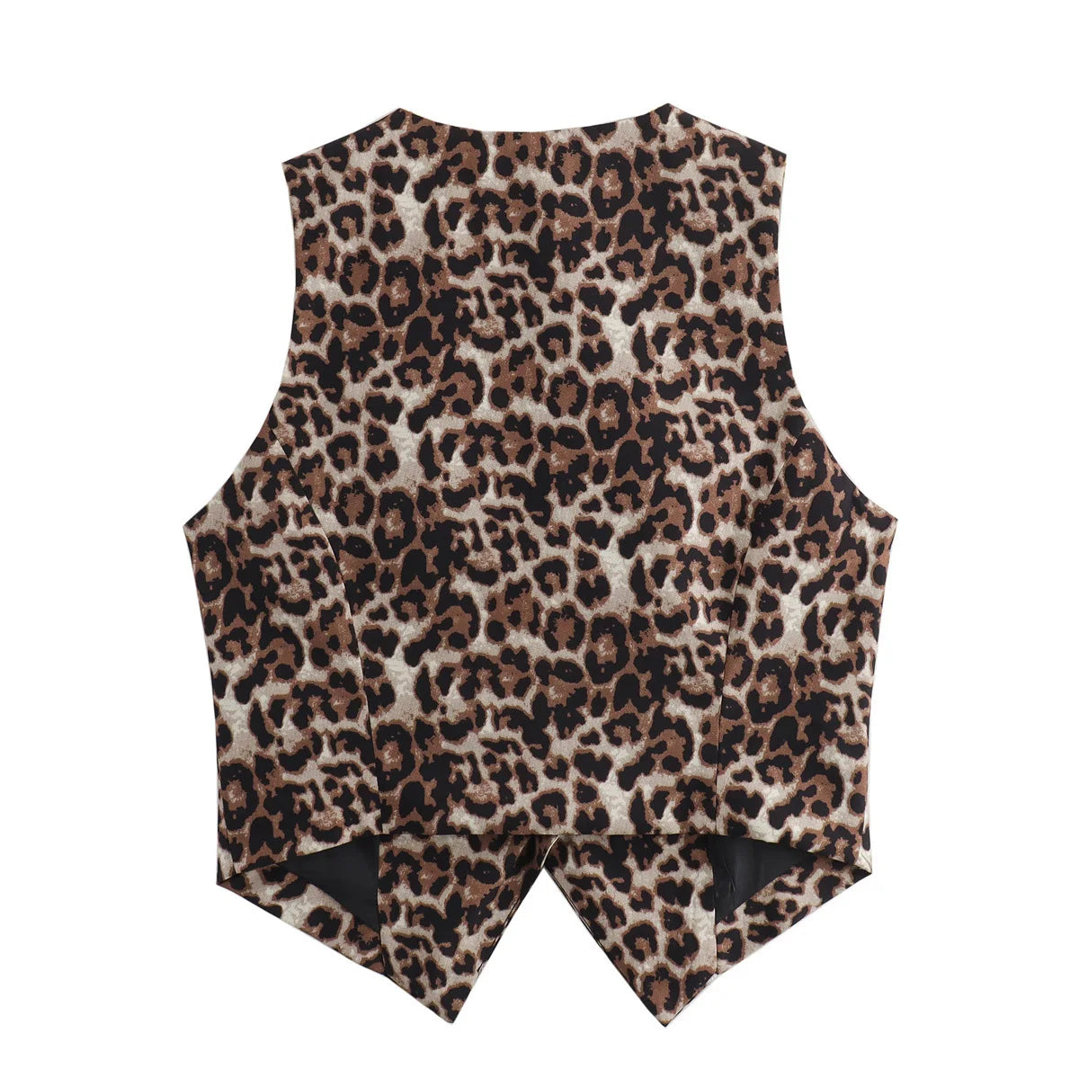 Single-breasted V-Neck Vest Leopard Summer