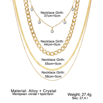 Trendy Gold Color Multi-Layer Chain Necklace