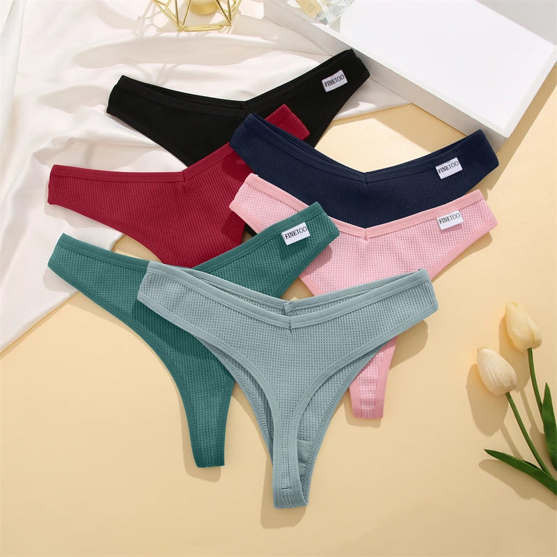 7Pcs Women Cotton Thongs