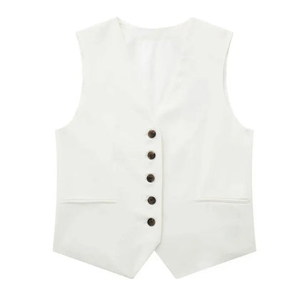 Elegant Solid Waistcoat Shorts Set