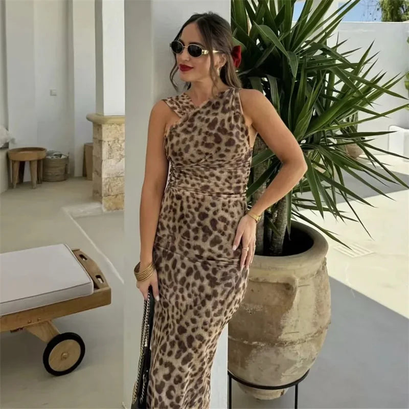 Leopard Print Mesh Sleeveless Bodysuit