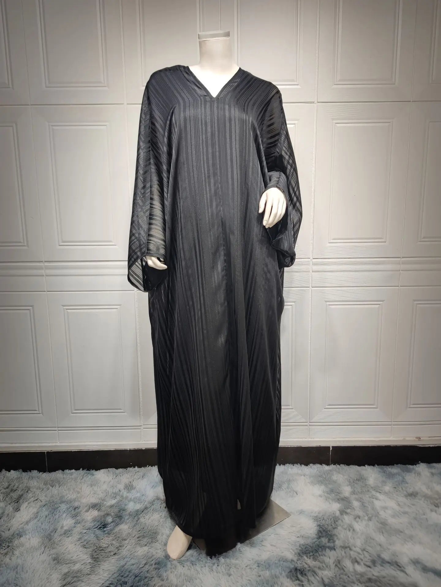 Luxury Shiny Abaya For Muslim Women Sleeve Evening Dress Modest 2 Piece Abaya Set