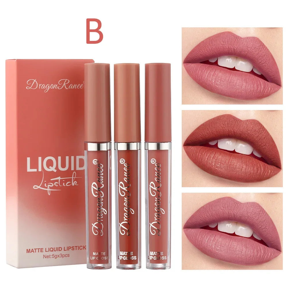 3 PCS Matte Lipsticks Waterproof