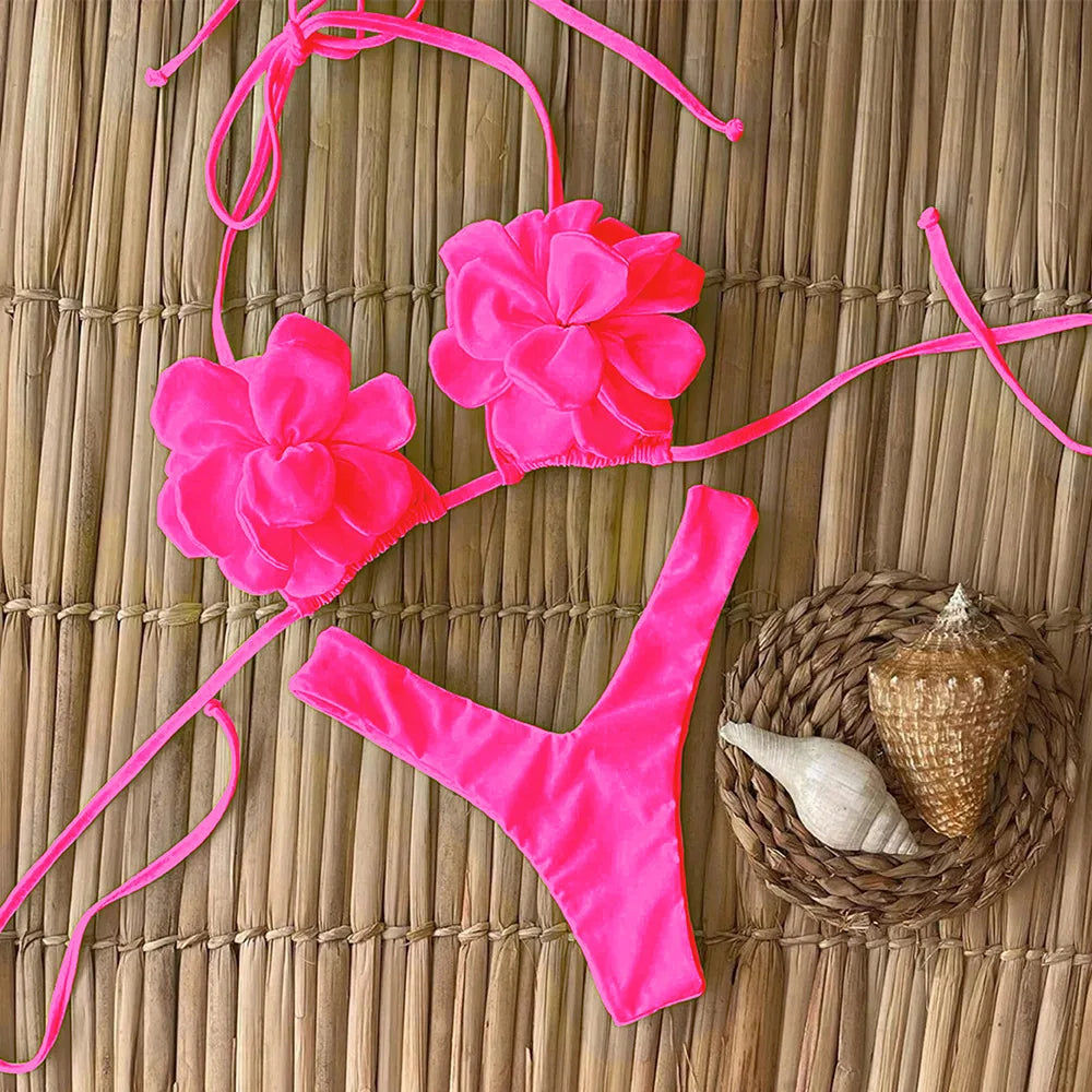 Sexy Floral Thong Bikinis Set