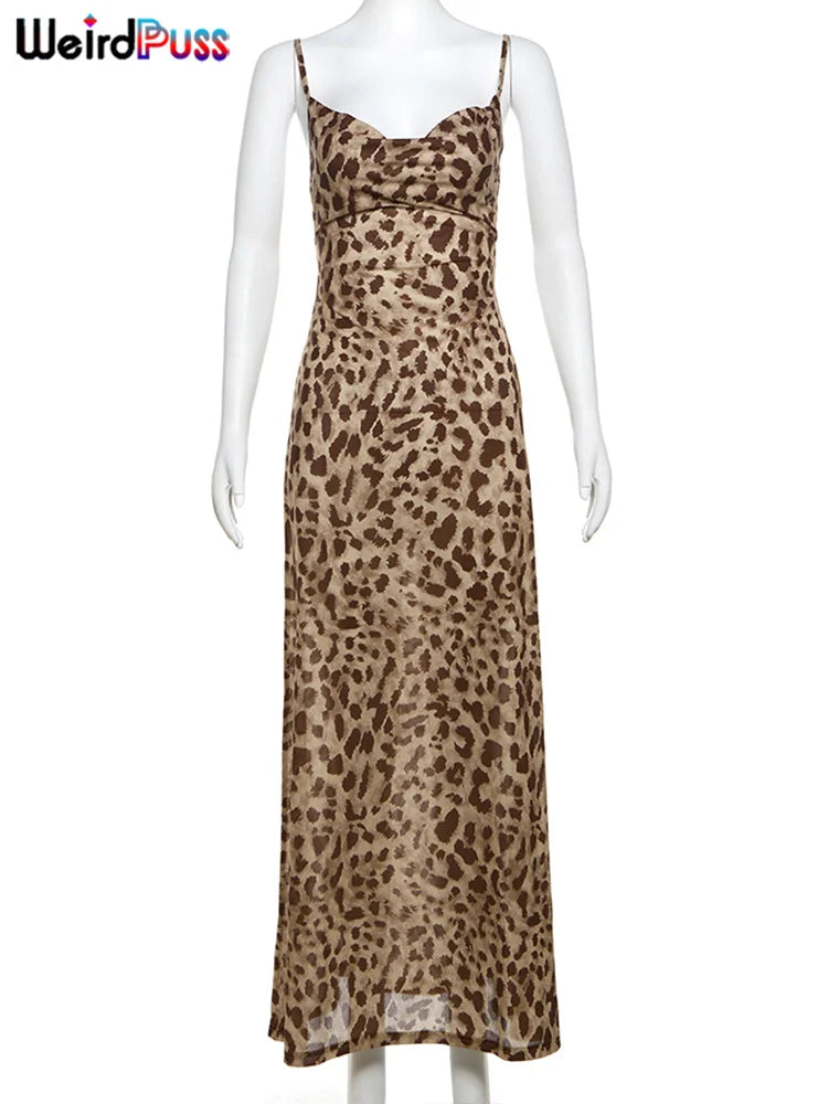 Leopard Print Spaghetti Straps Dress