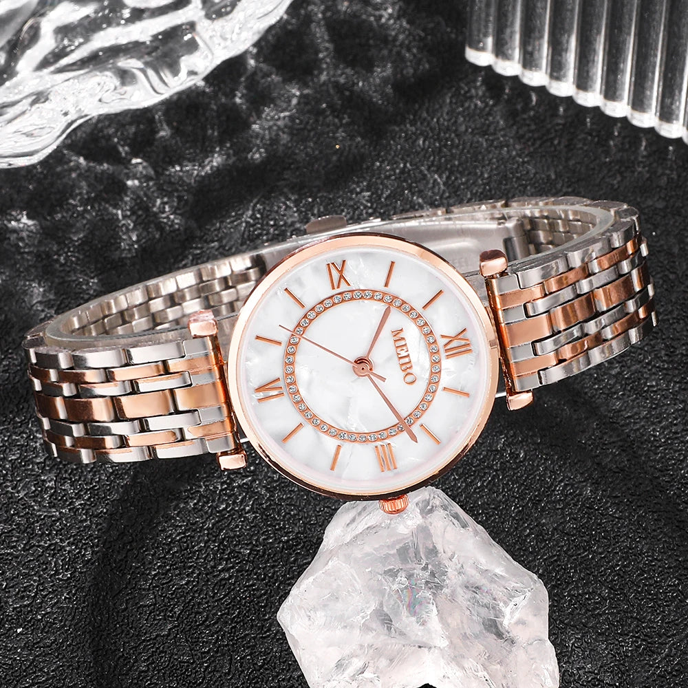 Luxury Crystal Women Bracelet Steel Wristwatch