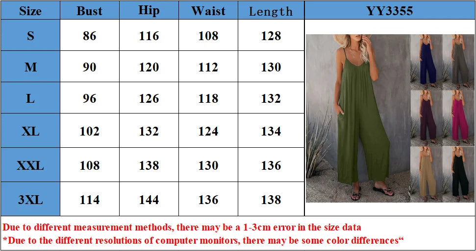 Suspender Summer Tolid Color Pocket Casual Jumpsuit