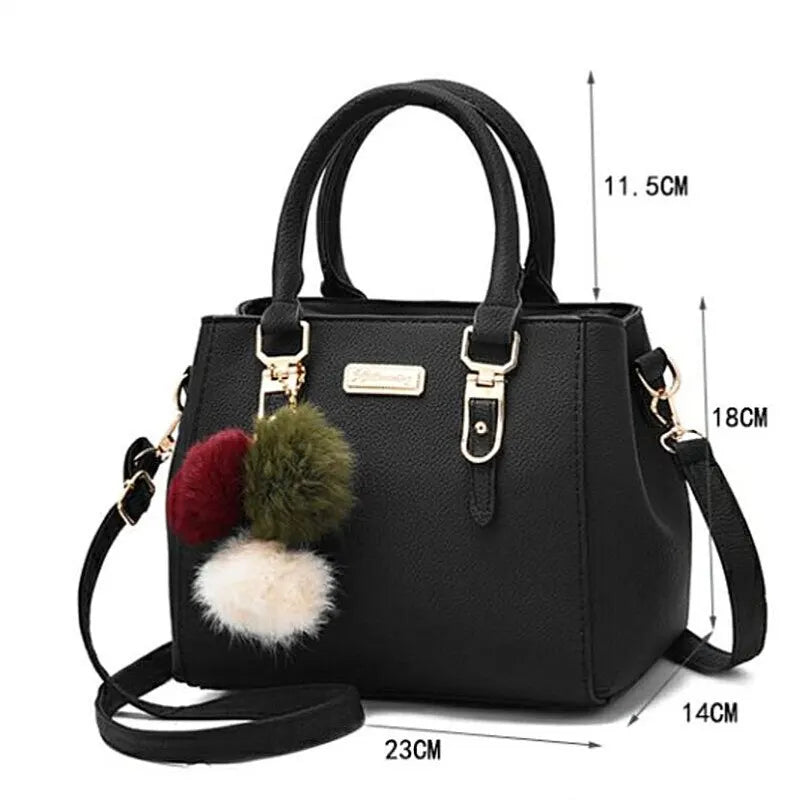 Leather Vintage Purse Plush Tassel Shoulder Crossbody Bag