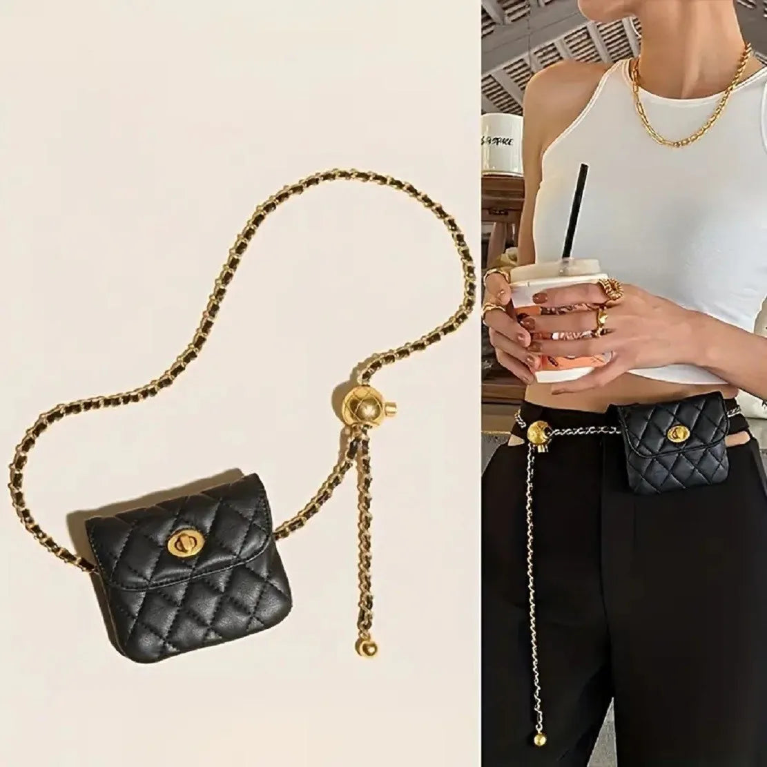 Luxury Leather Chain Waist or Crossbody Bag