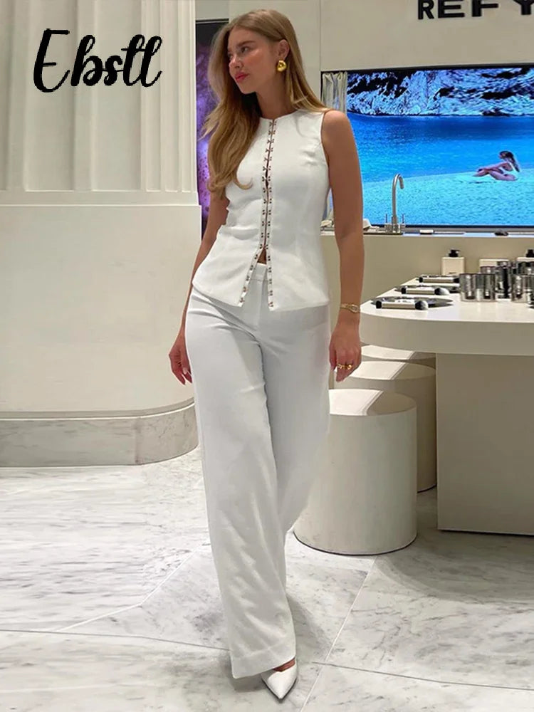 Solid Elegant Trousers Set