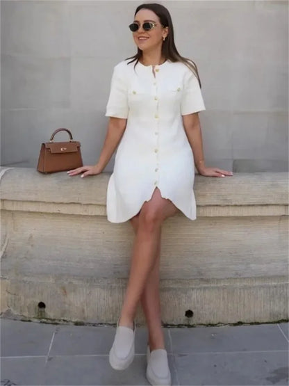 Tossy White Knit Mini Dress