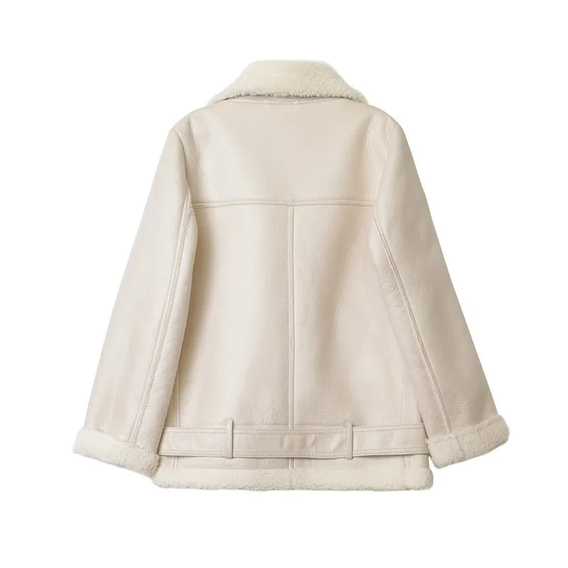 Thick lamb feather rider jacket